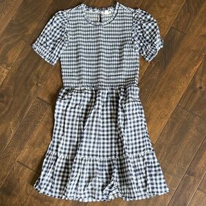 J. Crew Girls Navy and White Gingham Dress